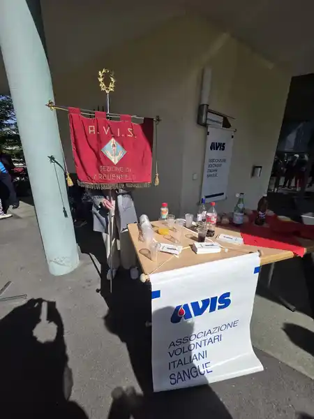 AVIS Fahne beim Verpflegungsstand nach der Messe in Frauenfeld